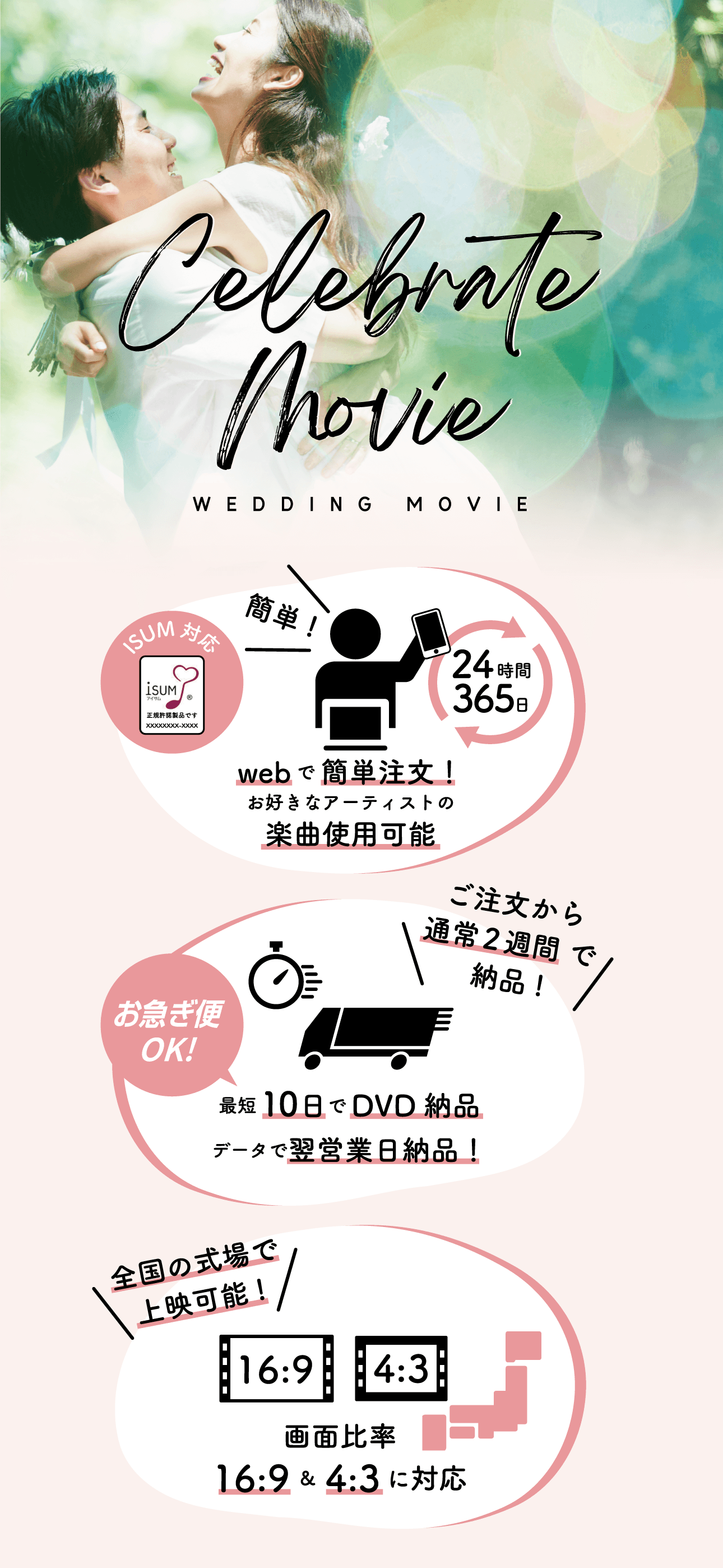 CelebrateMovie | 結婚式ムービーを格安制作 最短翌営業日納品